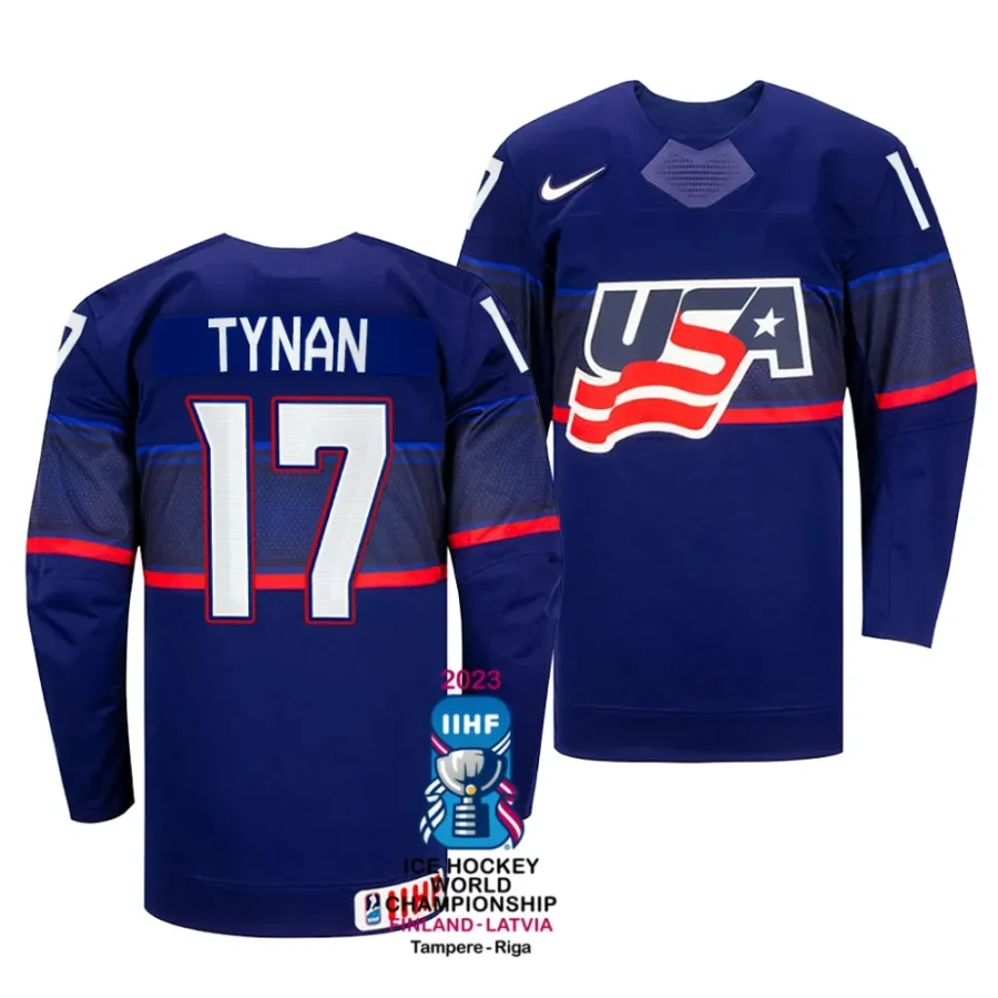 t.j. tynan away 2023 iihf world championship blue jersey scaled