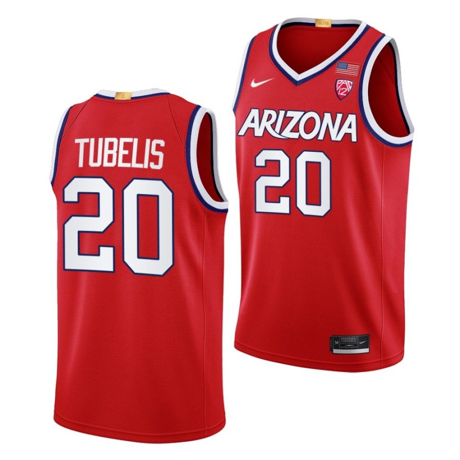 tautvilas tubelis arizona wildcats 2022 23college basketball red jersey scaled