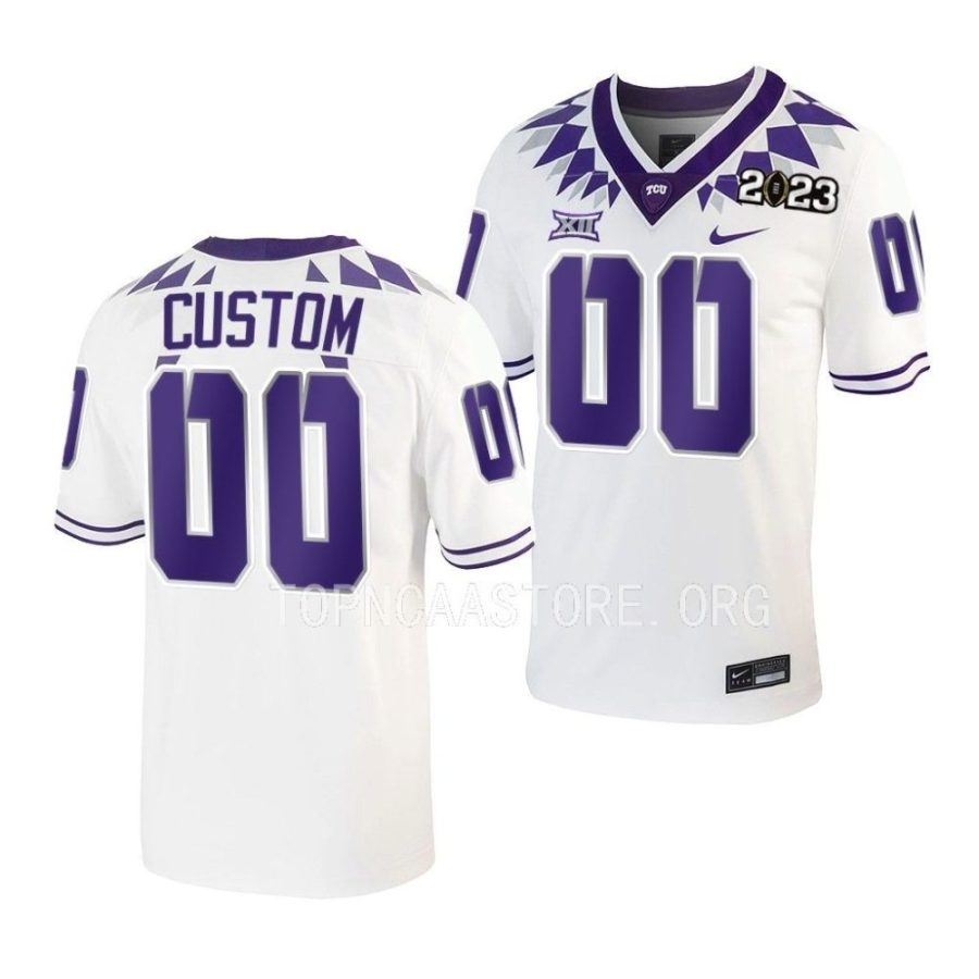 tcu horned frogs custom white 2023 national championship college football playoff jersey scaled