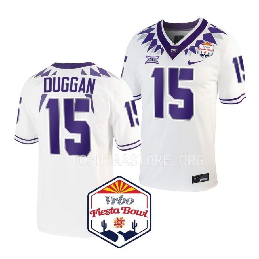 tcu horned frogs max duggan white 2022 fiesta bowl college football playoff jersey scaled