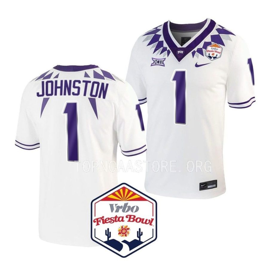 tcu horned frogs quentin johnston white 2022 fiesta bowl college football playoff jersey scaled