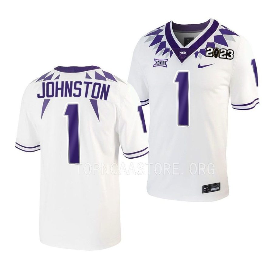 tcu horned frogs quentin johnston white 2023 national championship college football playoff jersey scaled