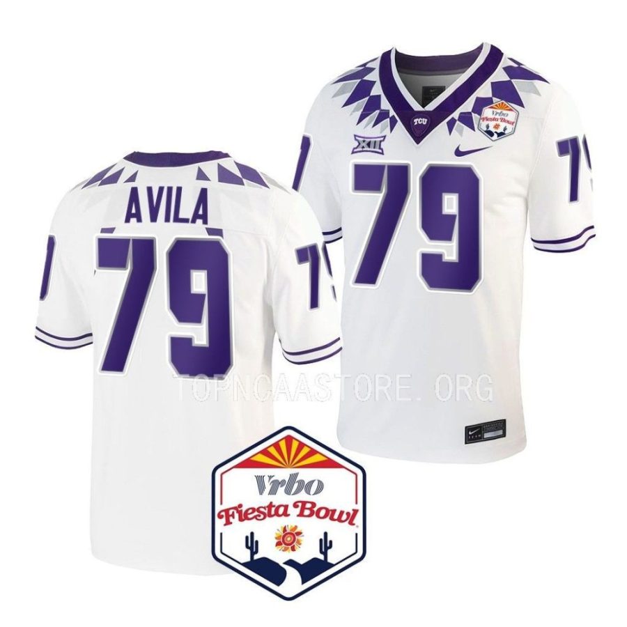 tcu horned frogs steve avila white 2022 fiesta bowl college football playoff jersey scaled