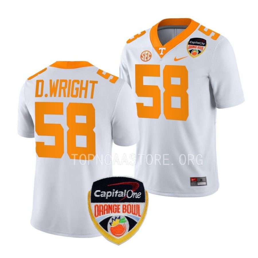 tennessee volunteers darnell wright white 2022 orange bowl college football jersey scaled