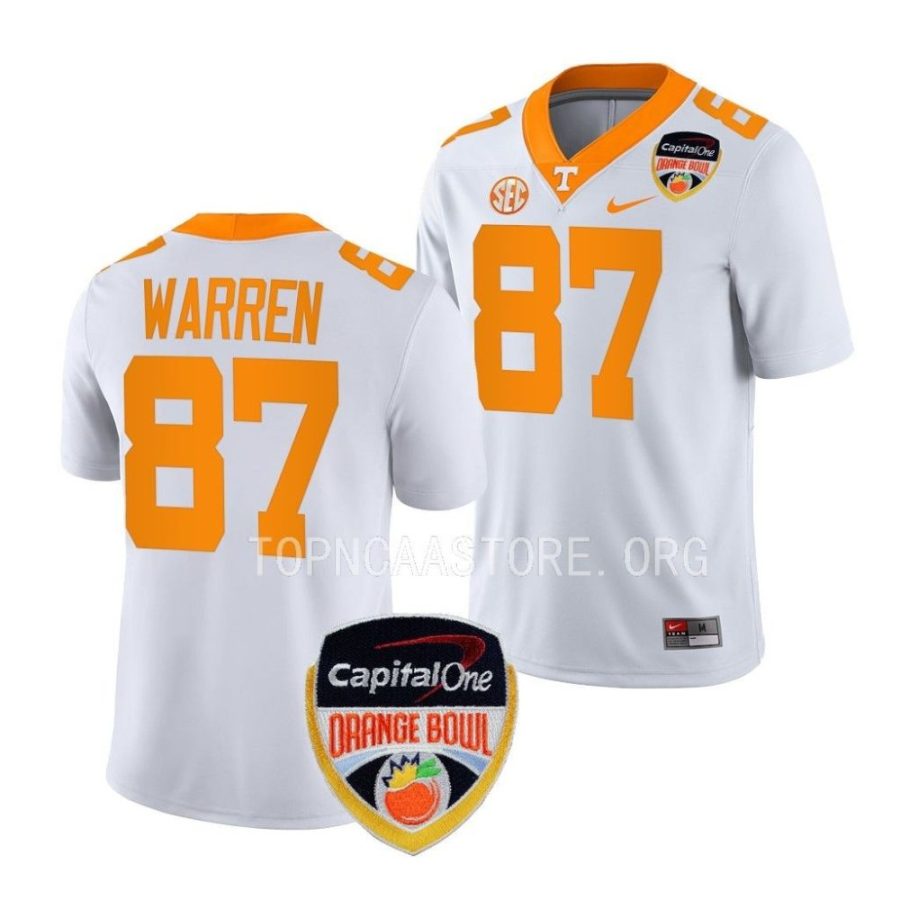 tennessee volunteers jacob warren white 2022 orange bowl college football jersey scaled