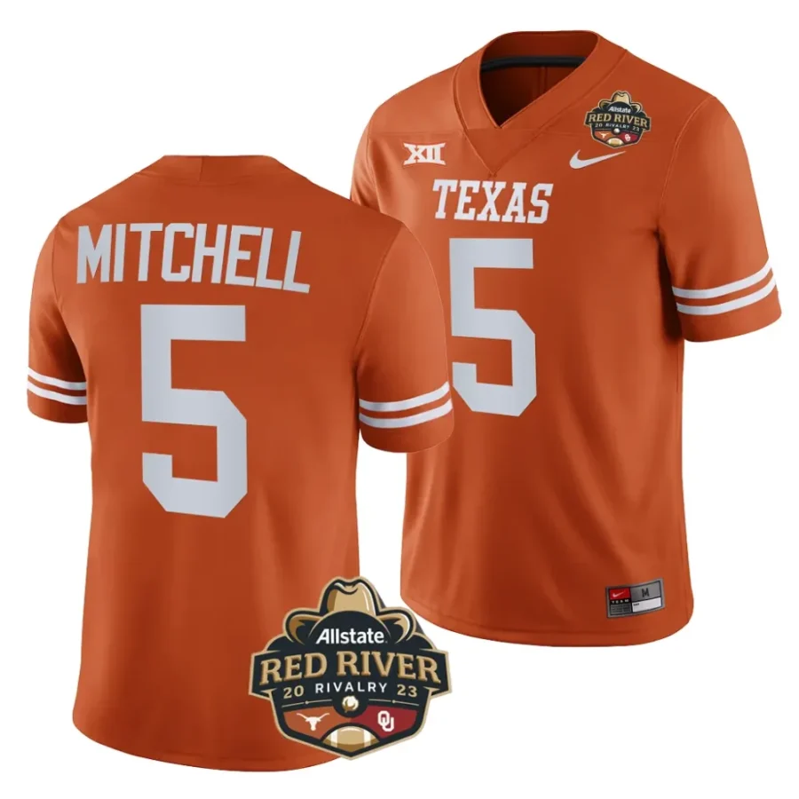 texas longhorns adonai mitchell orange 2023 allstate red river rivalry football jersey scaled