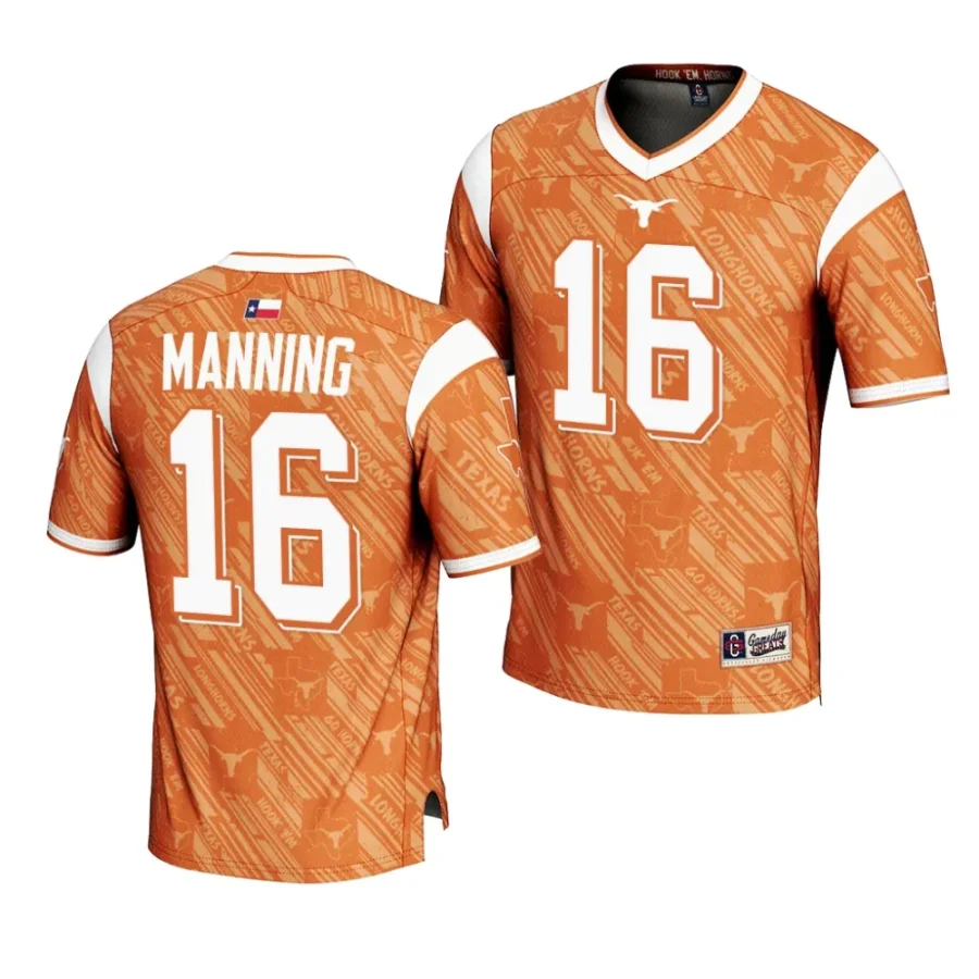 texas longhorns arch manning orange highlight print football fashion jersey scaled