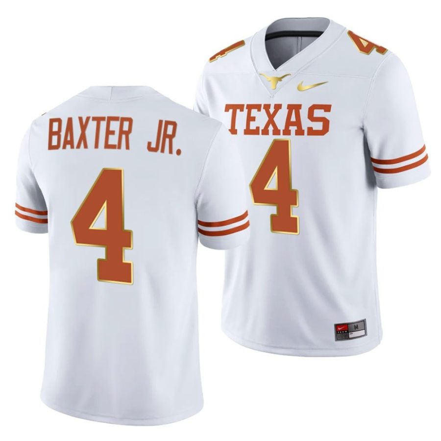 texas longhorns cedric baxter jr. white college football golden edition jersey scaled