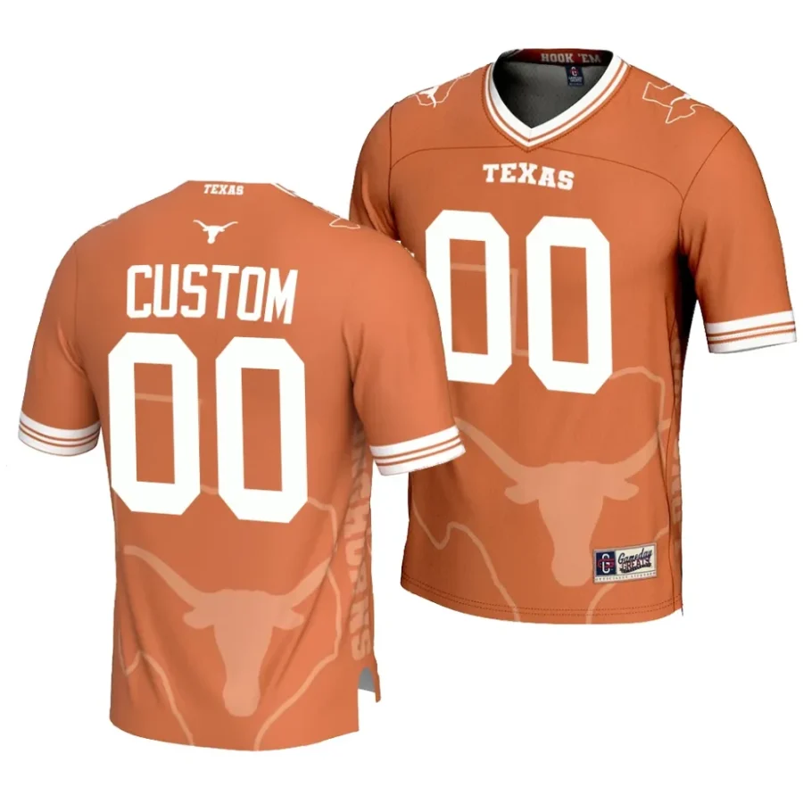 texas longhorns custom orange icon print football fashion jersey scaled