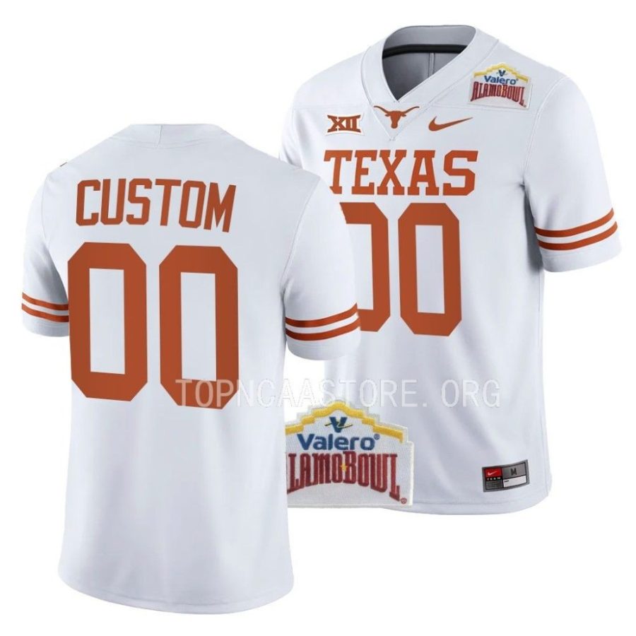 texas longhorns custom white 2022 alamo bowl college football jersey scaled