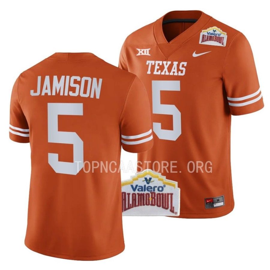 texas longhorns d'shawn jamison orange 2022 alamo bowl college football jersey scaled