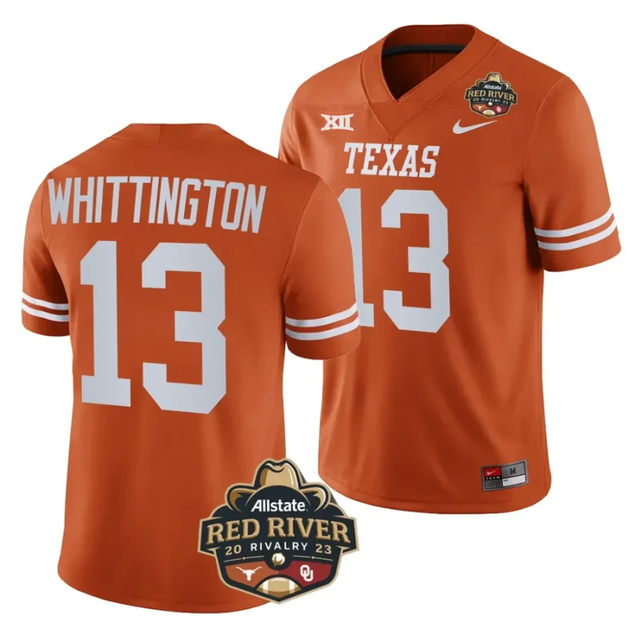 texas longhorns jordan whittington orange 2023 allstate red river rivalry football jersey scaled