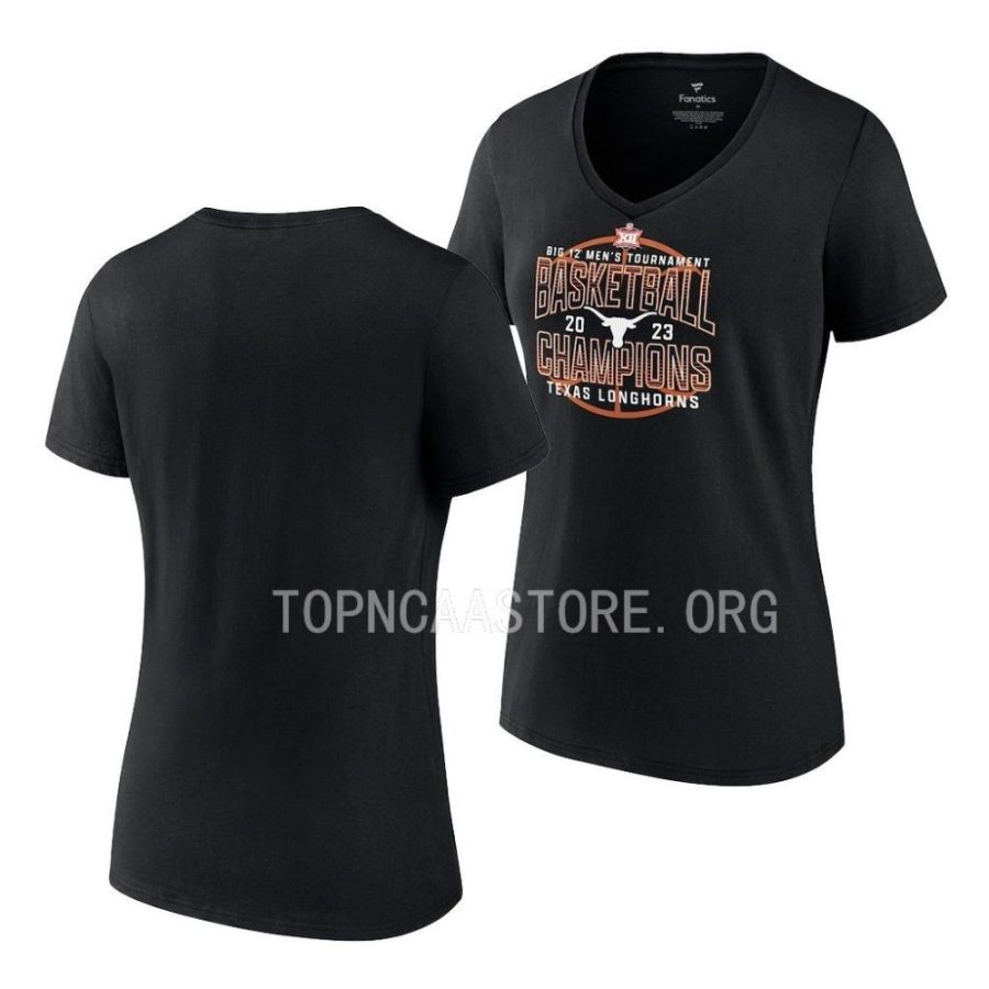 texas longhorns orange 2023 big 12 mens basketball conference tournament champs v neck women t shirt scaled