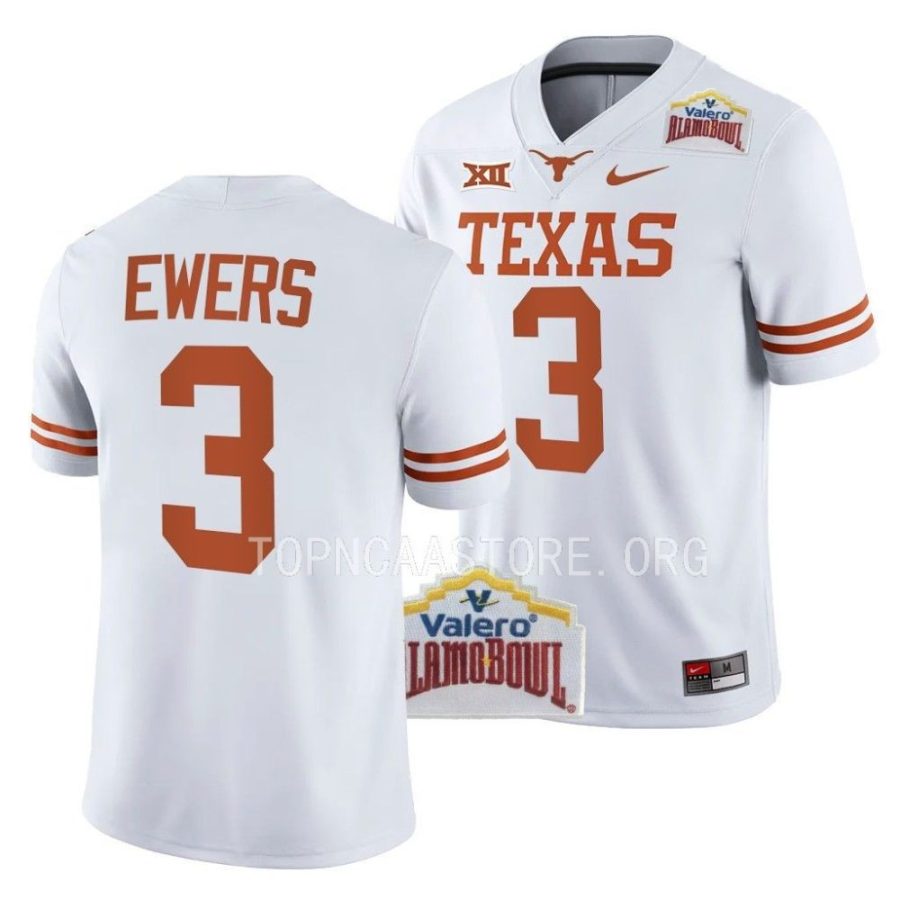 texas longhorns quinn ewers white 2022 alamo bowl college football jersey scaled