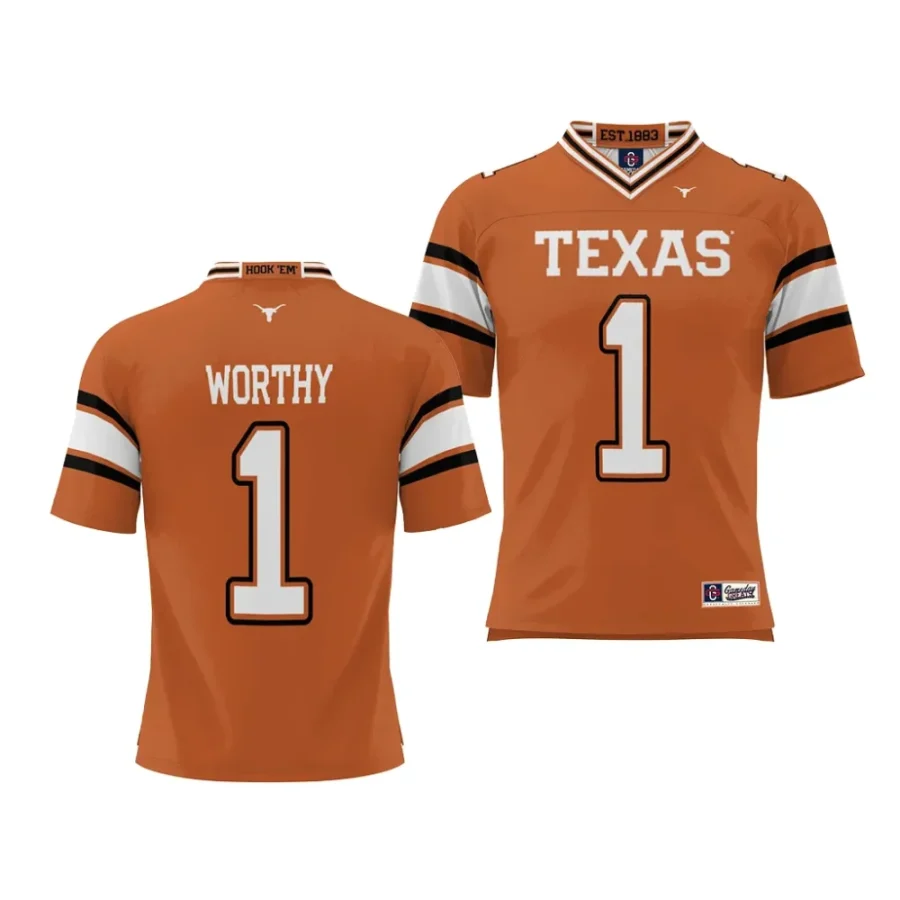 texas longhorns xavier worthy youth orange nil player jersey scaled