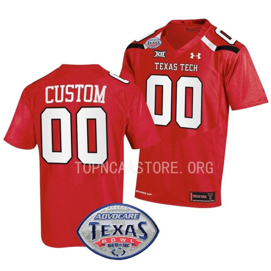 texas tech red raiders custom red 2022 texas bowl football jersey scaled