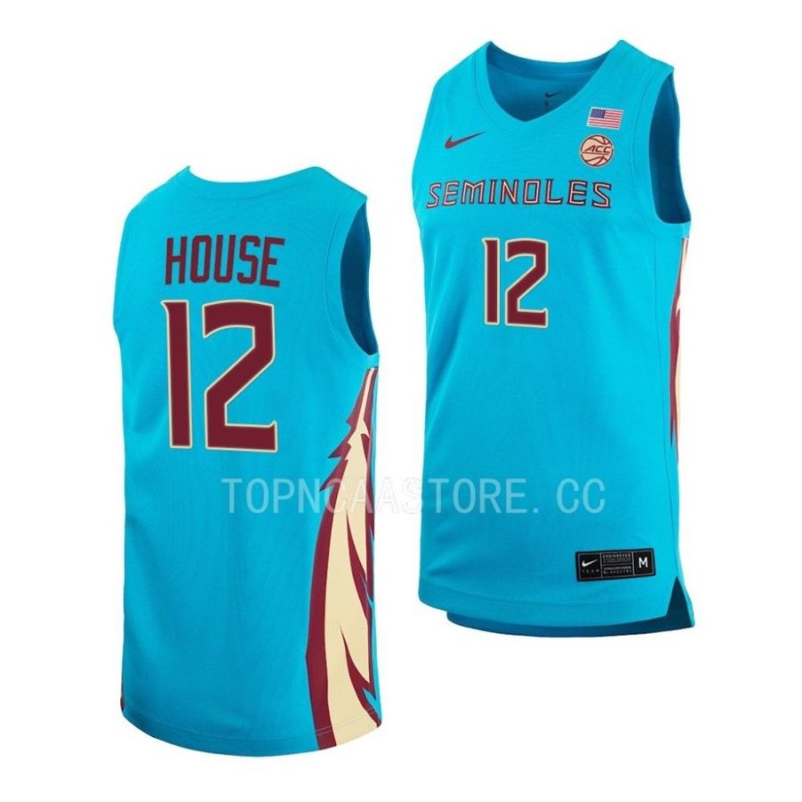 tom house fsu seminoles 2022 23alternate basketball replicaturquoise jersey scaled