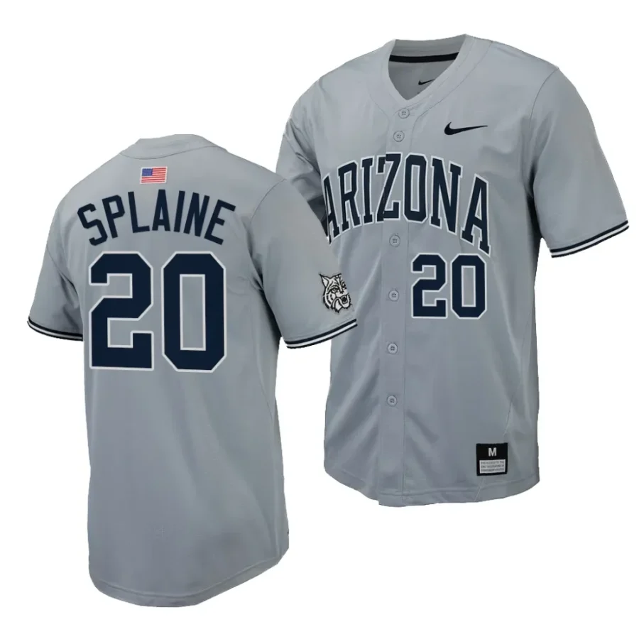 tommy splaine arizona wildcats grayreplica baseball menfull button jersey scaled