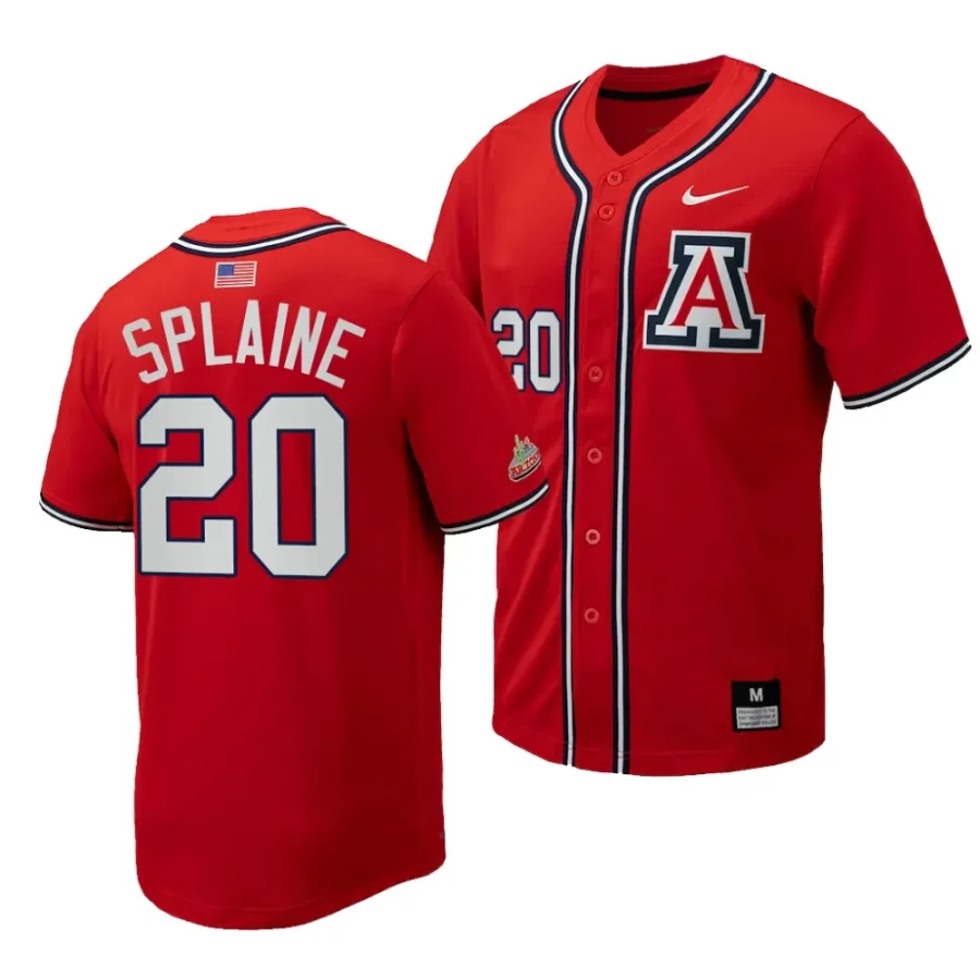 tommy splaine red replica baseballfull button arizona wildcats jersey scaled