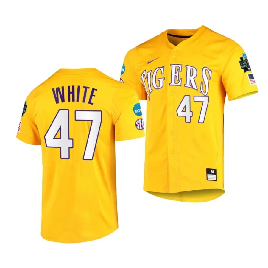tommy white lsu tigers 2023 college world series menncaa baseball jersey scaled