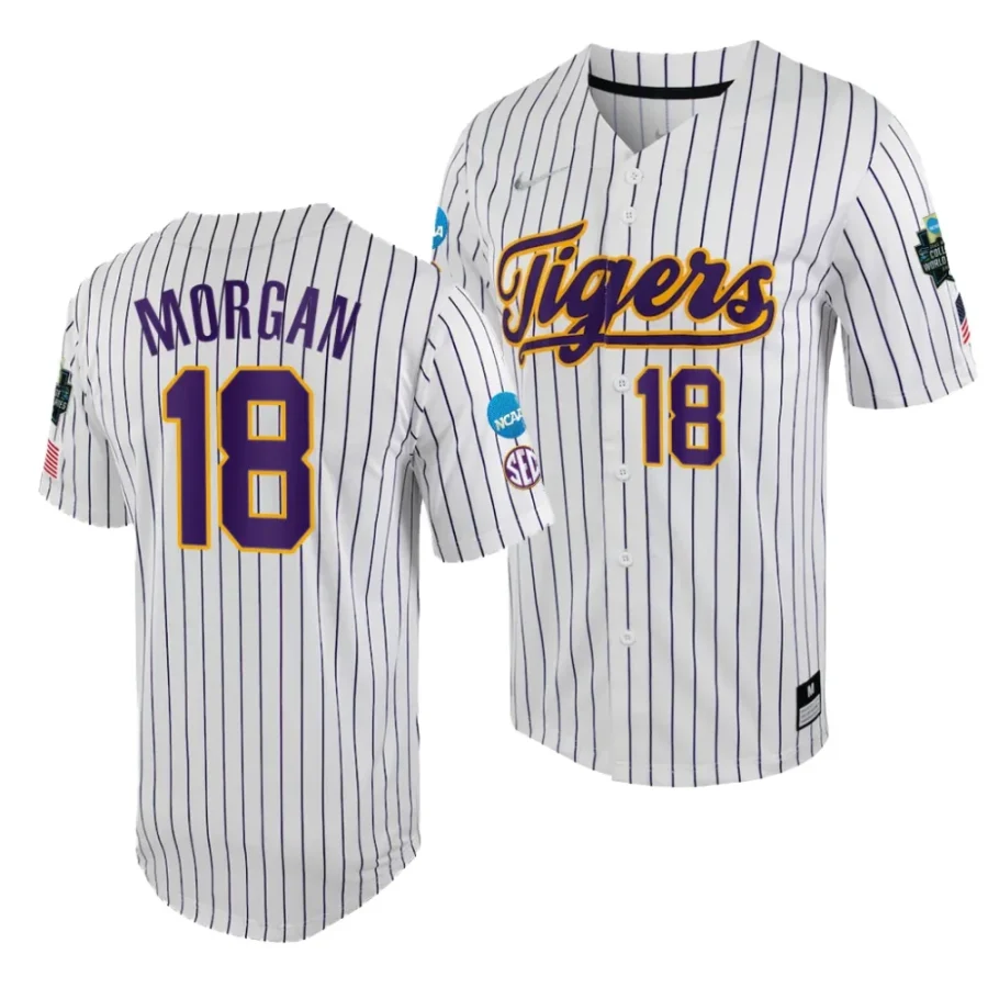 tre' morgan lsu tigers white purple2023 college world series menncaa baseball jersey scaled