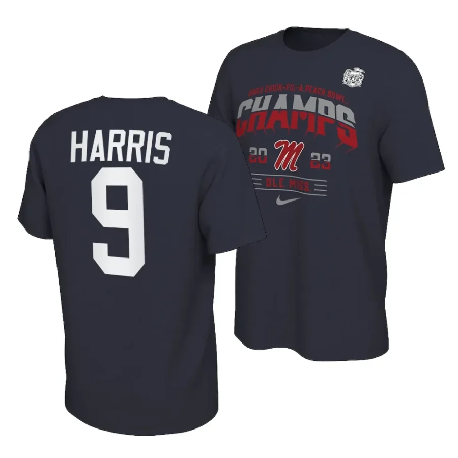 tre harris locker room 2023 peach bowl champions navy t shirts scaled