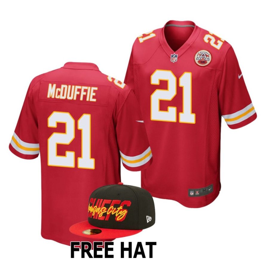 trent mcduffie kansas city chiefs 2022 nfl draft game men red jersey scaled