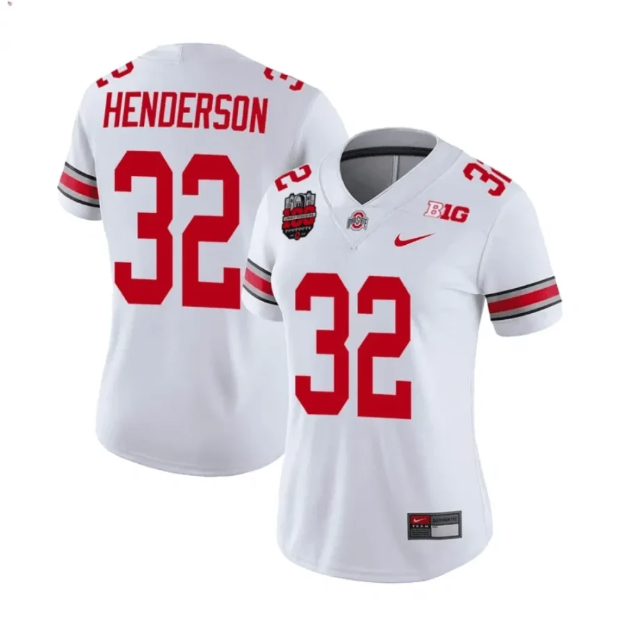 treveyon henderson white ohio state buckeyes100th anniversary patch women jersey