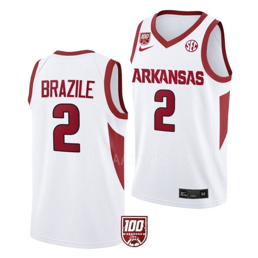 trevon brazile arkansas razorbacks 2022 23100 season college basketballwhite jersey scaled