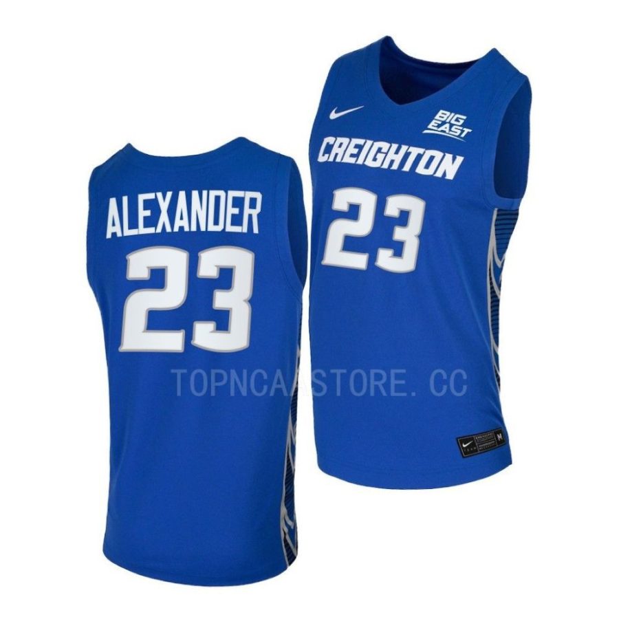 trey alexander creighton bluejays 2022 23college basketball replicaroyal jersey scaled