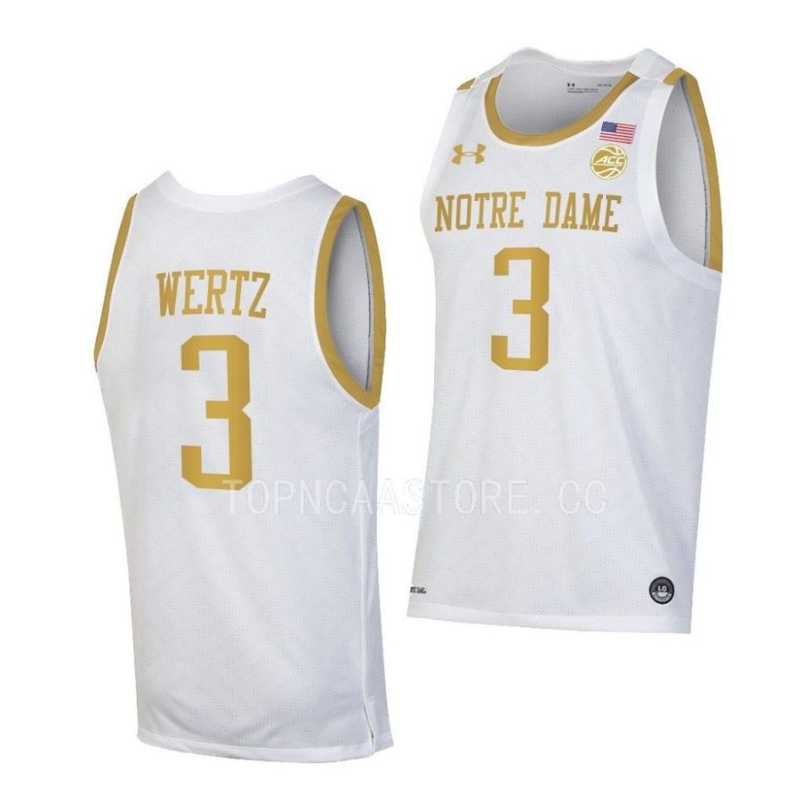 trey wertz notre dame fighting irish 2022 23college basketball white jersey scaled