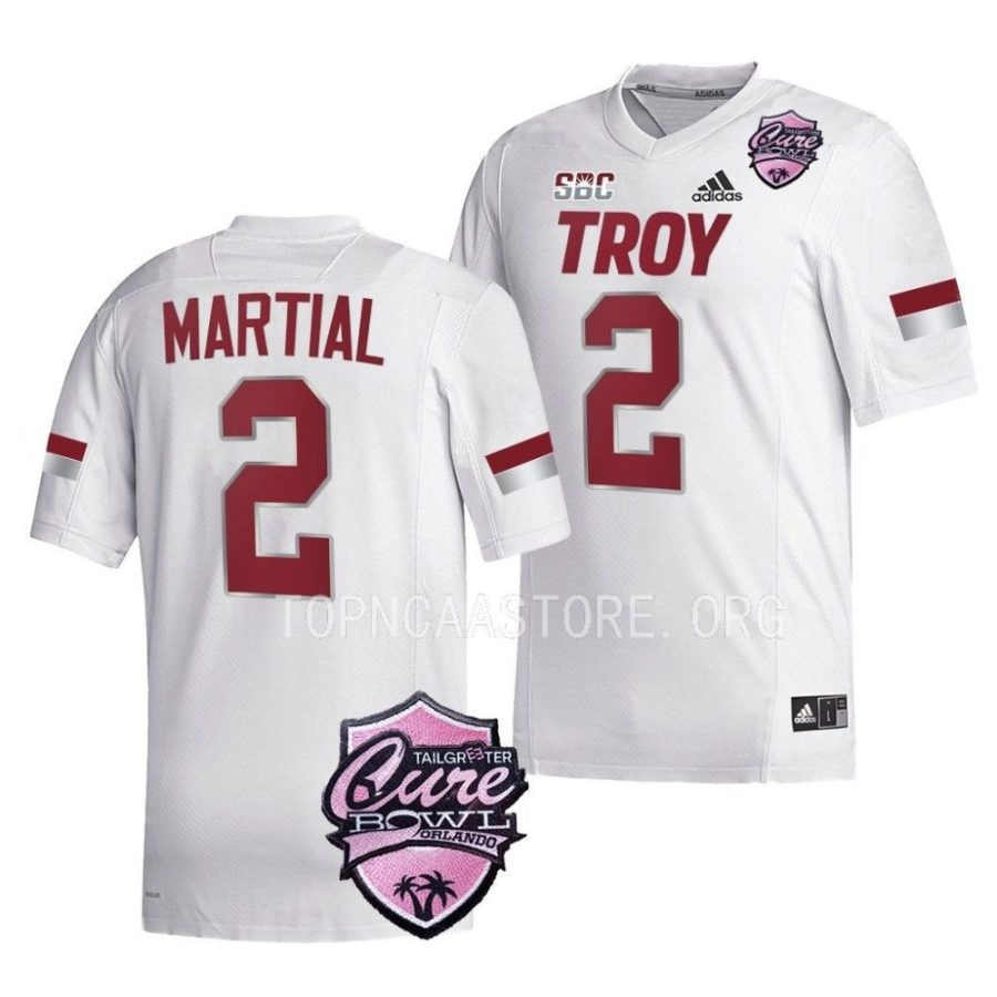 troy trojans carlton martial white 2022 cure bowl football jersey scaled