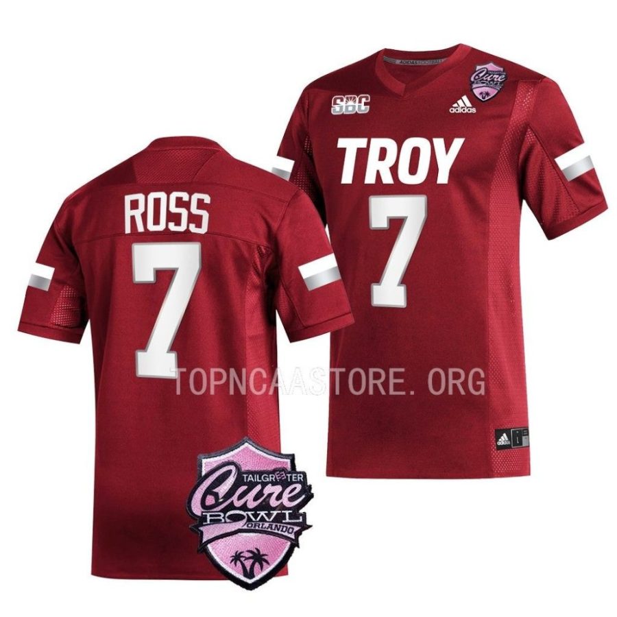 troy trojans devonte ross cardinal 2022 sun belt championship football jersey scaled