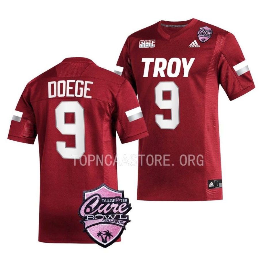 troy trojans jarret doege cardinal 2022 sun belt championship football jersey scaled