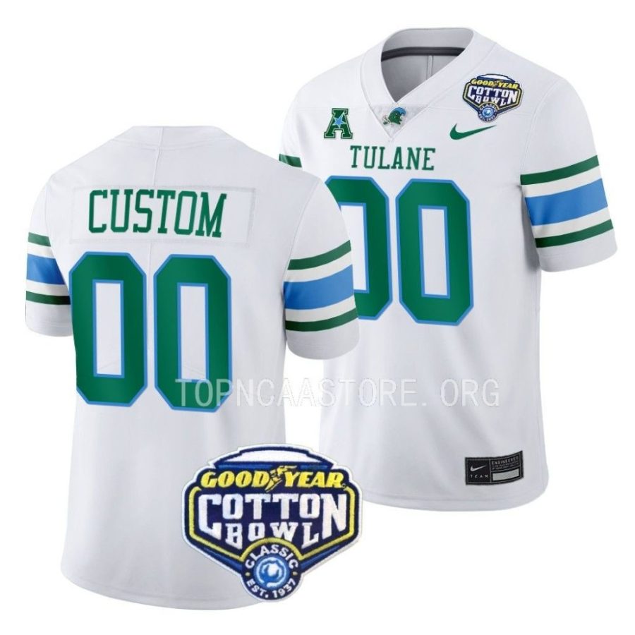 tulane green wave custom white 2023 cotton bowl college football playoff jersey scaled