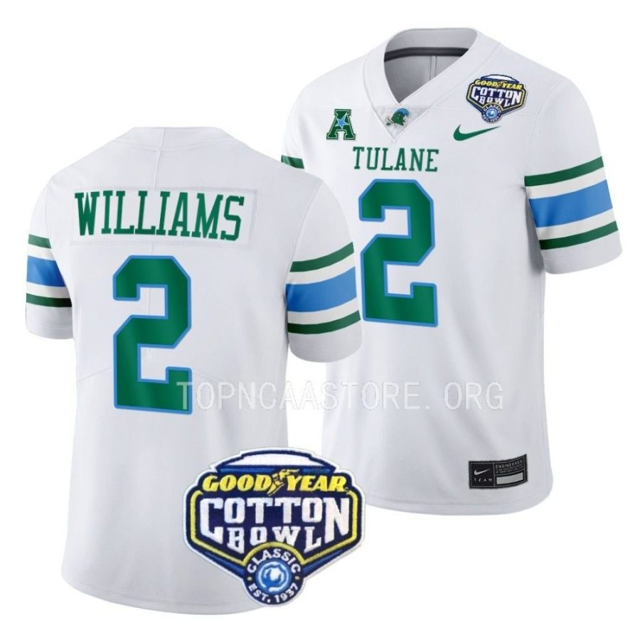 tulane green wave dorian williams white 2023 cotton bowl college football playoff jersey scaled