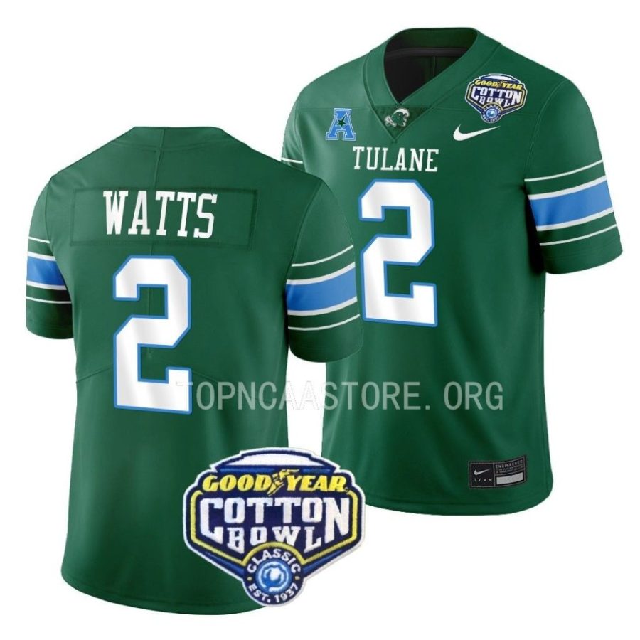 tulane green wave duece watts green 2023 cotton bowl college football playoff jersey scaled