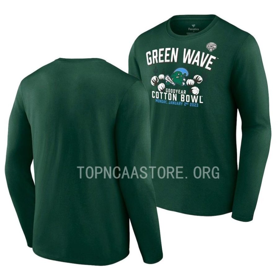 tulane green wave green 2023 cotton bowl long sleevegameday stadium men t shirt scaled