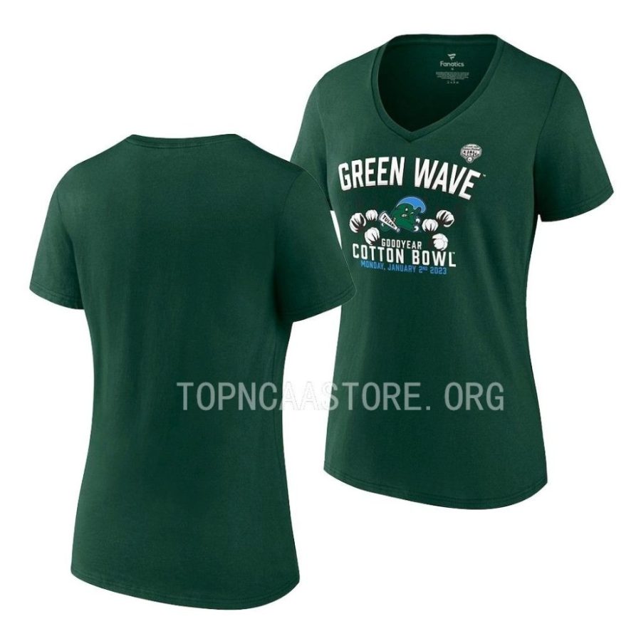 tulane green wave green 2023 cotton bowl v neckgameday stadium women t shirt scaled