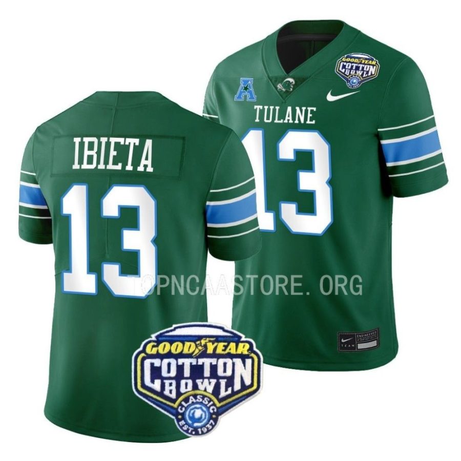 tulane green wave justin ibieta green 2023 cotton bowl college football playoff jersey scaled
