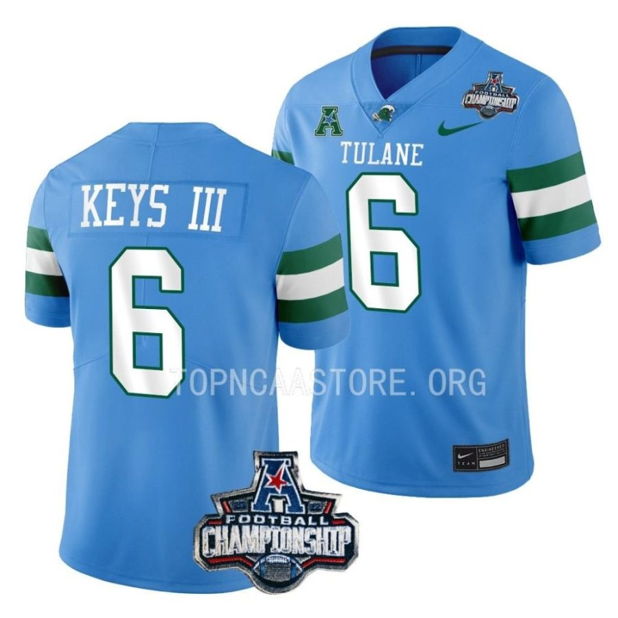 tulane green wave lawrence keys iii blue 2022 acc championship football jersey scaled