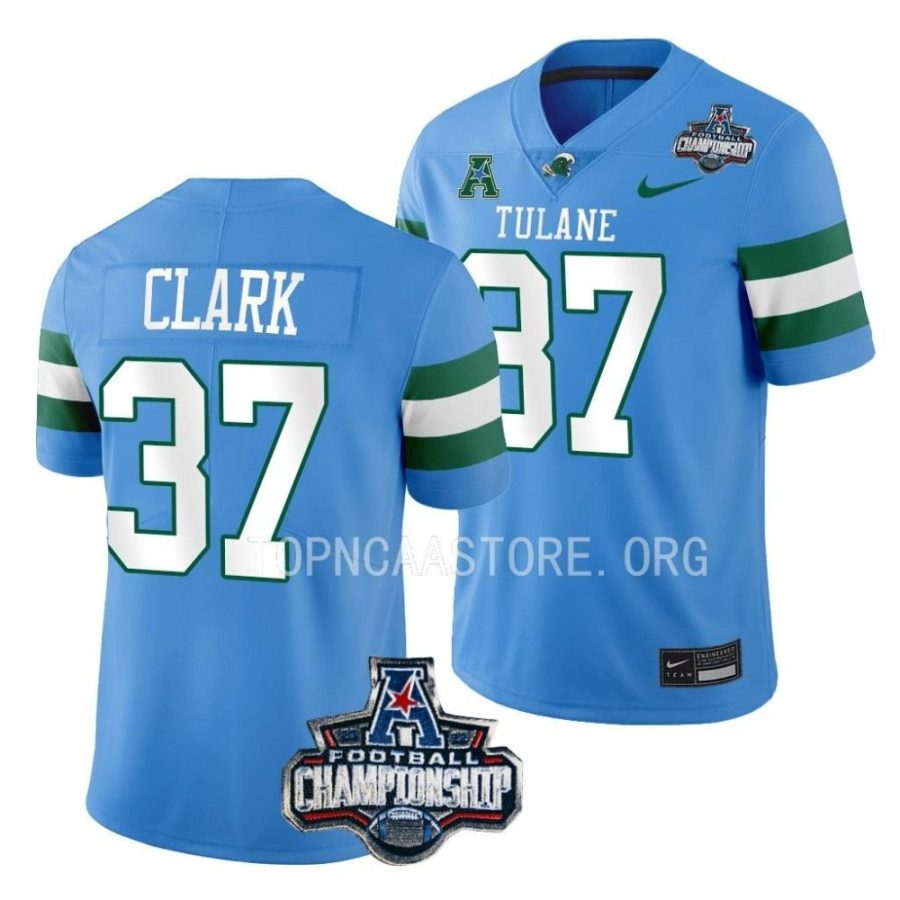 tulane green wave macon clark blue 2022 acc championship football jersey scaled