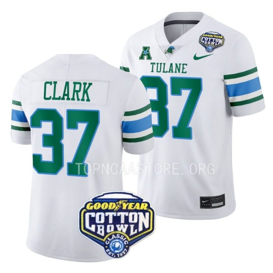 tulane green wave macon clark white 2023 cotton bowl college football playoff jersey scaled