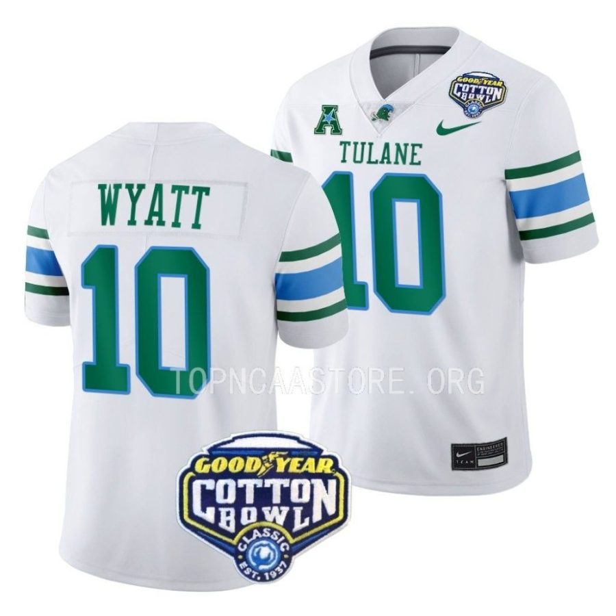 tulane green wave shae wyatt white 2023 cotton bowl college football playoff jersey scaled