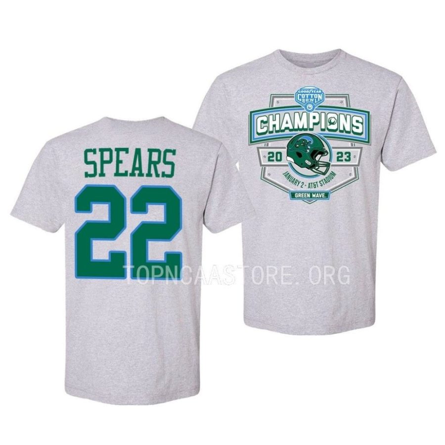 tyjae spears gray 2023 cotton bowl championslocker room tulane green wave t shirt scaled