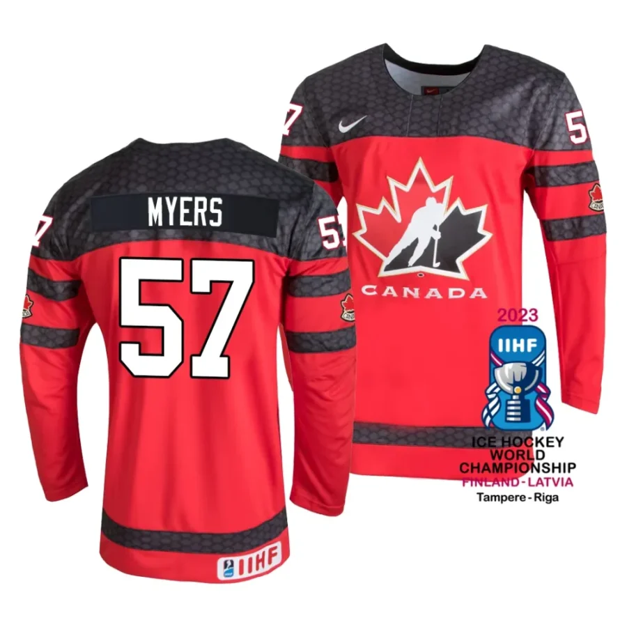 tyler myers red 2023 iihf world championship canada away jersey scaled