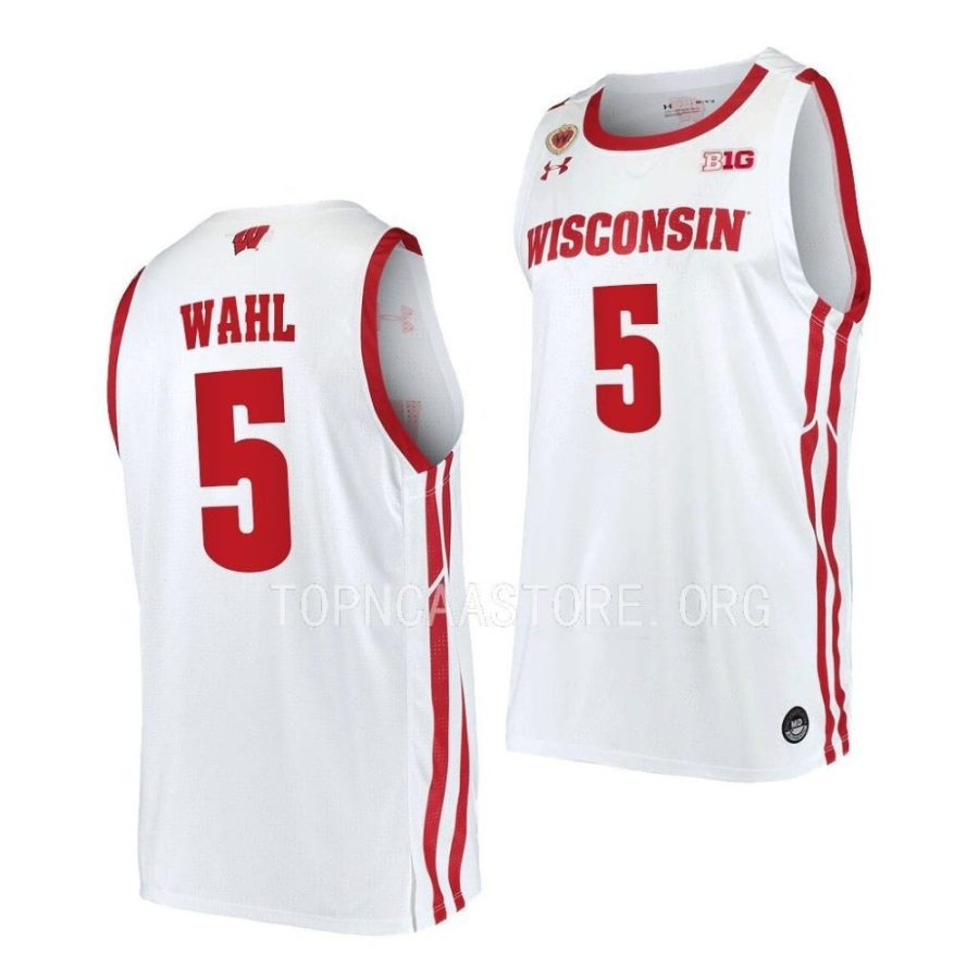 tyler wahl wisconsin badgers 2022 23home basketball replicawhite jersey scaled