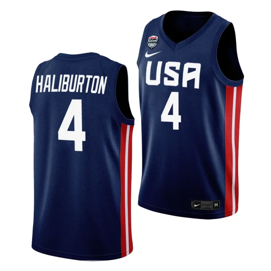 tyrese haliburton usa fiba world cup 2023 navy away jersey scaled