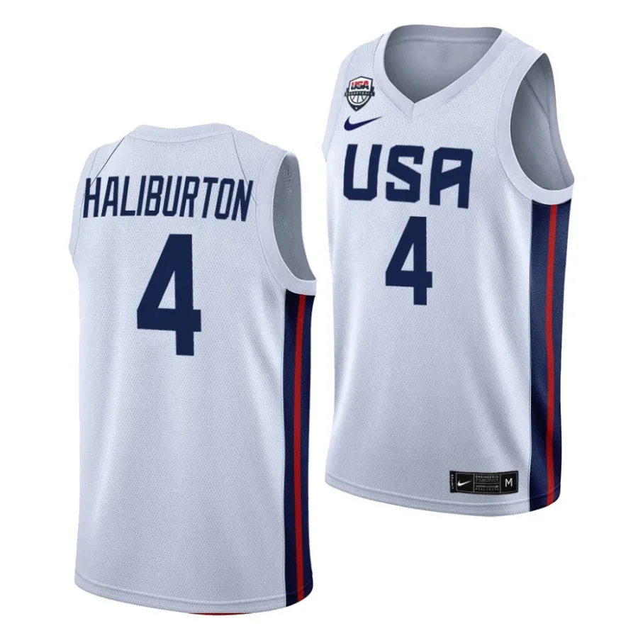 tyrese haliburton usa fiba world cup 2023 white home jersey scaled