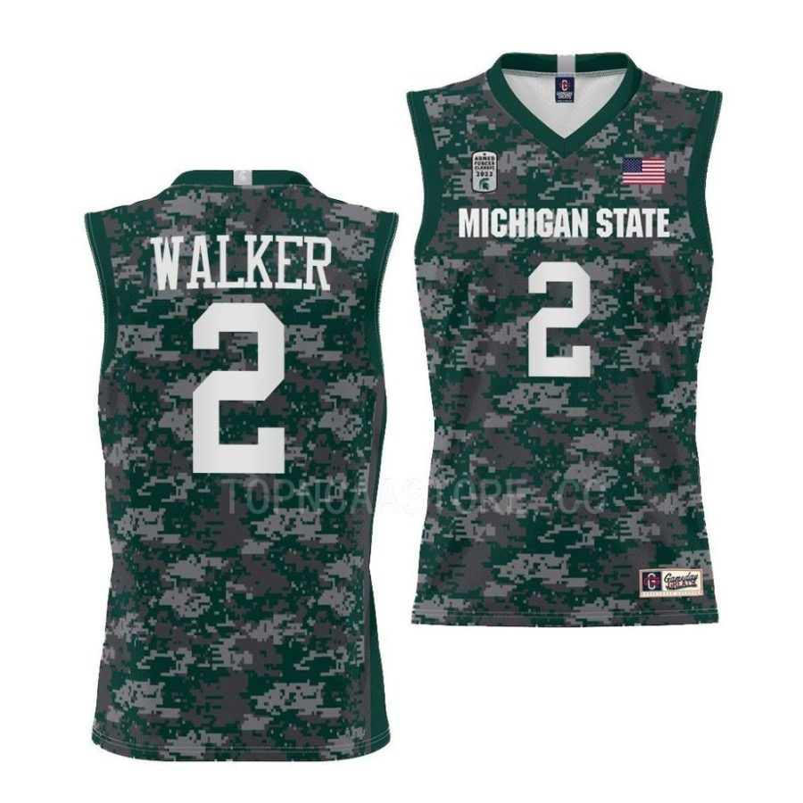 tyson walker michigan state spartans 2022 armed forces carrier classic gamegreen jersey scaled